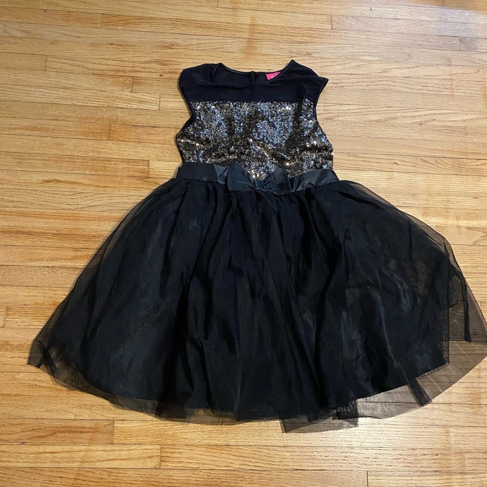Pinky Girl 10 Elegant Black Sleeveless Kids Dress Sequin Top Tulle Skirt